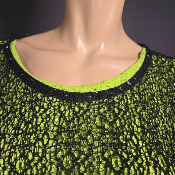 Vintage Layered Mesh Top Green Black  2 Piece Size L Fairy Grunge Avant Garde - Picture 6 of 11